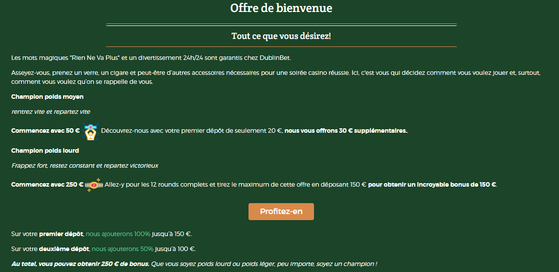 bonus bienvenue casino